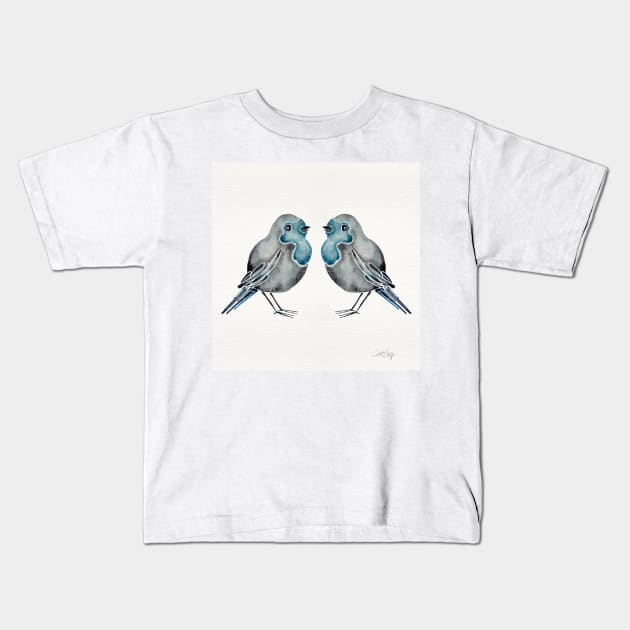 Blue Birds Kids T-Shirt by CatCoq